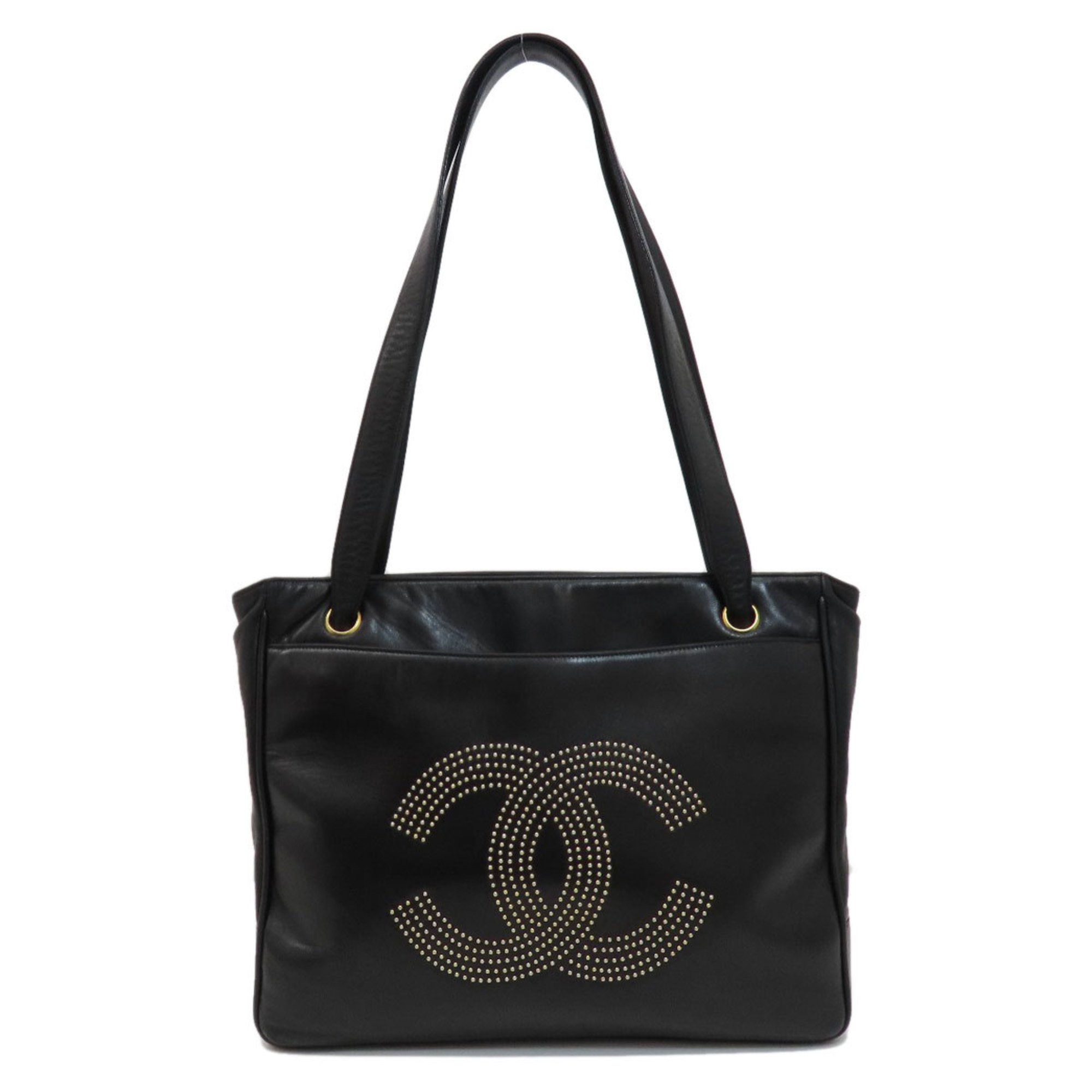 Chanel Coco Mark Studded Tote Bag Lambskin Women's
