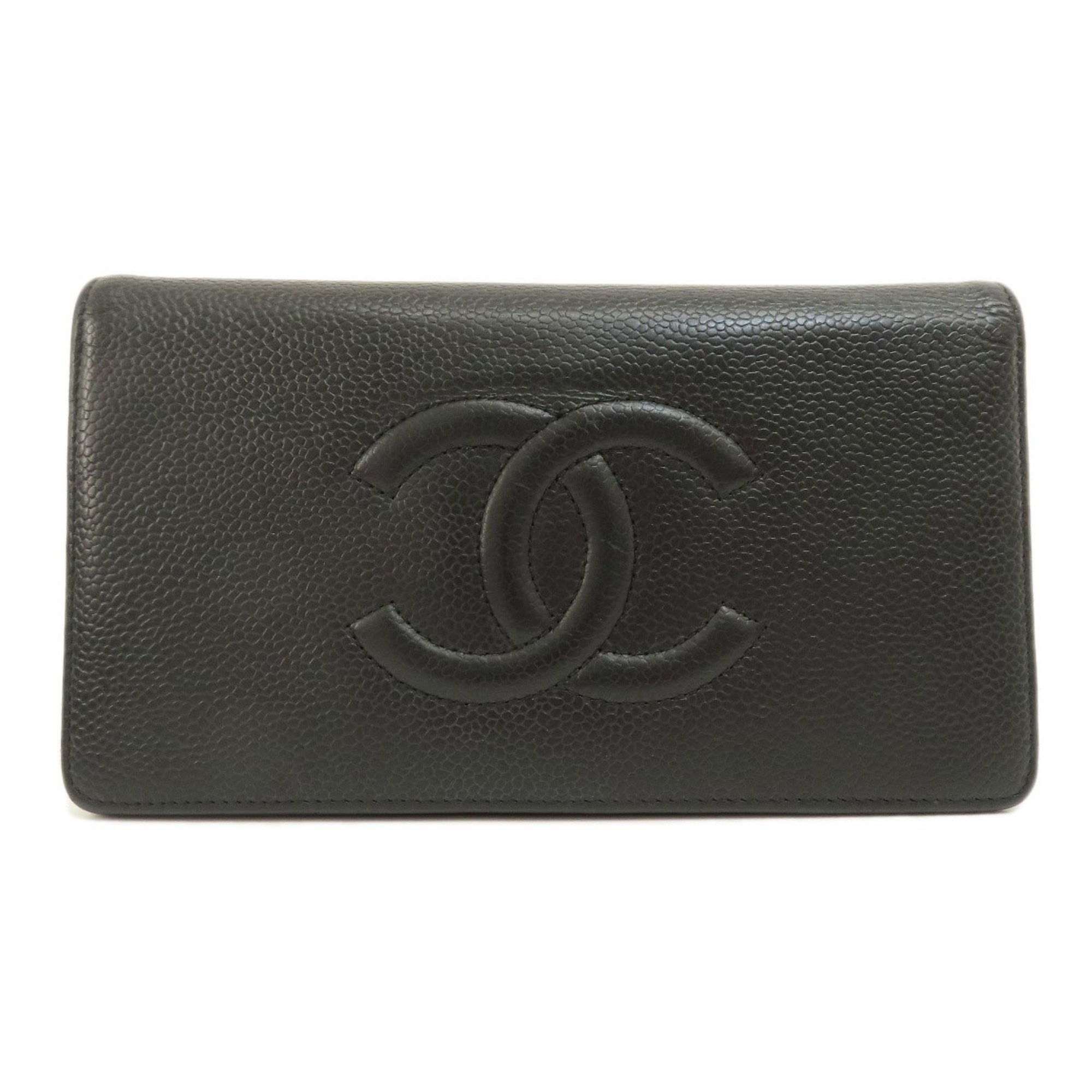 Chanel Coco Mark Long Wallet Caviar Skin Ladies