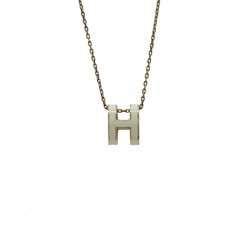 HERMES Hermes Pop H Necklace Choker Pendant GP Gold Color Ivory