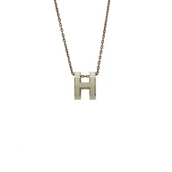 HERMES Hermes Pop H Necklace Choker Pendant GP Gold Color Ivory