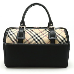 BURBERRY Nova Check Pattern Boston Bag Handbag Canvas Leather Beige Black Red