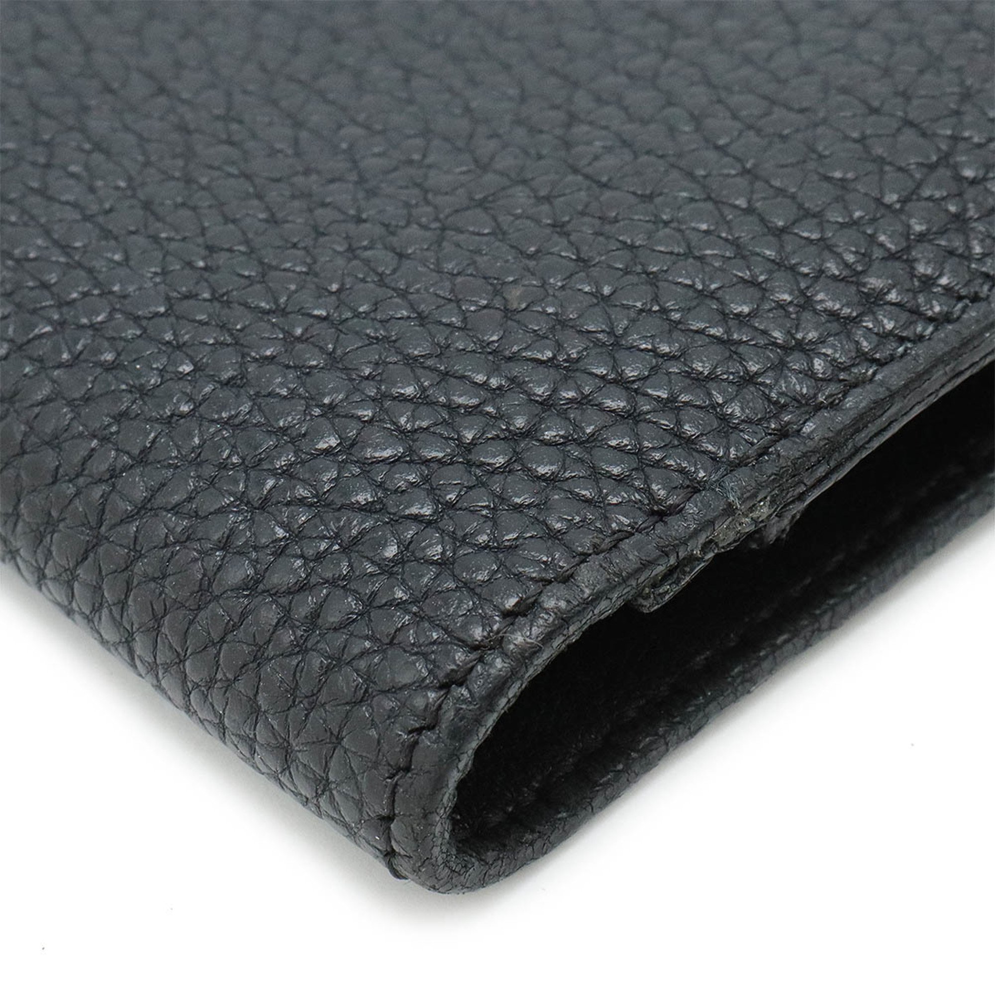 HERMES Dogon Duo GM Bi-fold long wallet Taurillon Clemence leather Black Coin