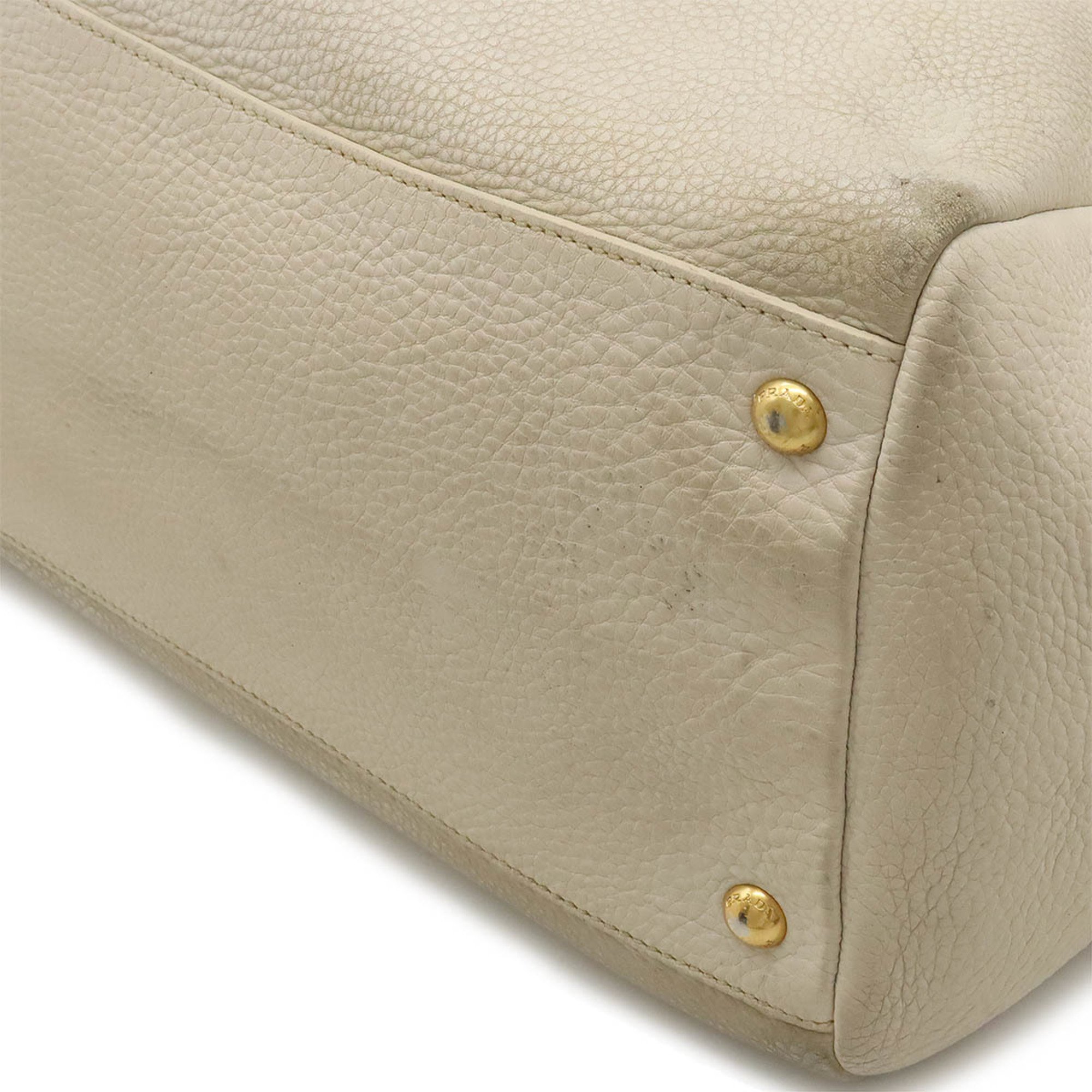 PRADA Prada Tote Bag Large Shoulder Leather Light Beige Purchased at Japan Outlet BN2545