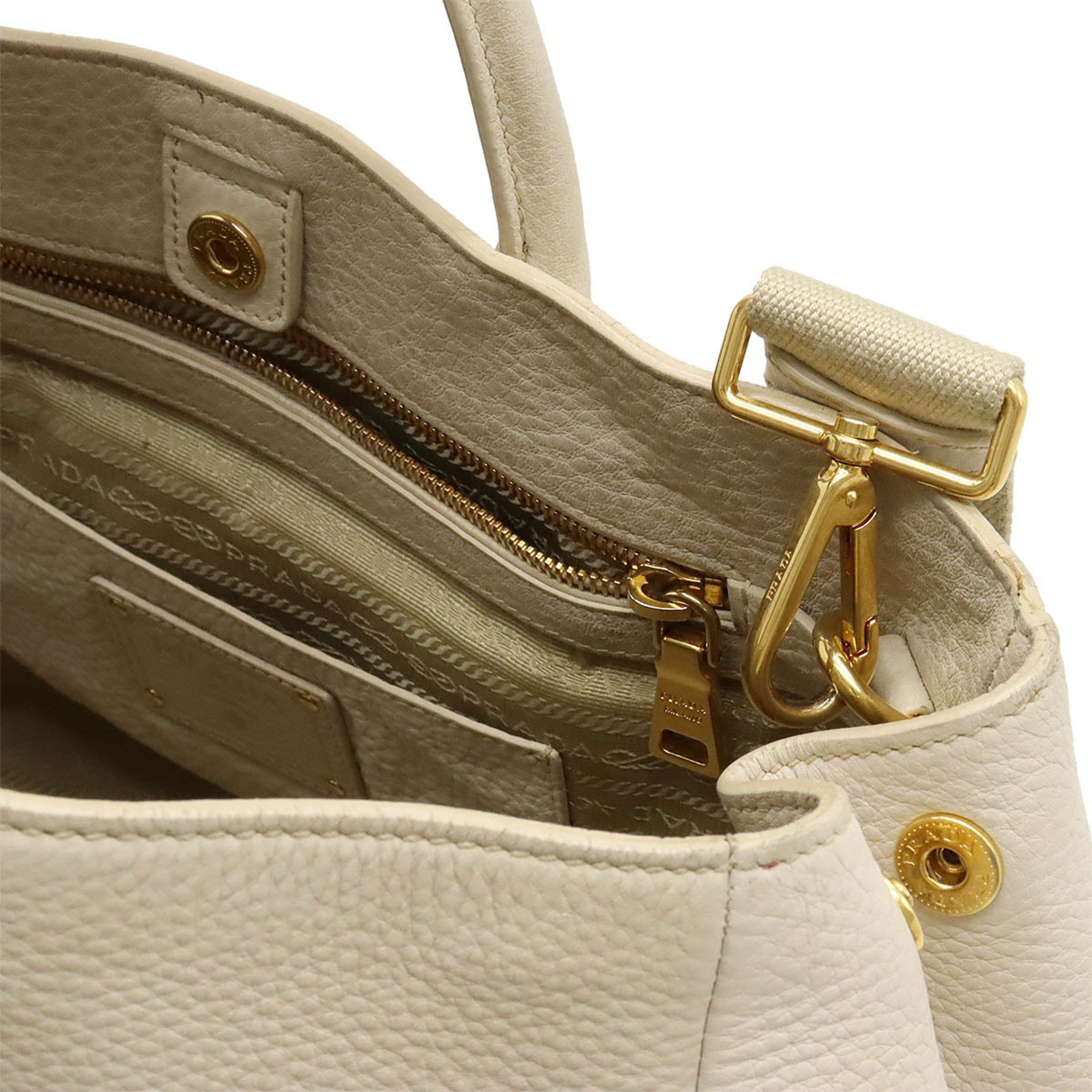 PRADA Prada Tote Bag Large Shoulder Leather Light Beige Purchased at Japan Outlet BN2545