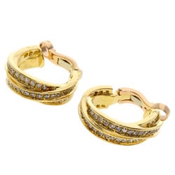 Cartier Three Bangle Diamond Earrings K18 Yellow Gold for Women