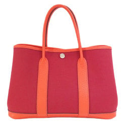 Hermes Garden TPM Red Orange Handbag Toile Officier Women's