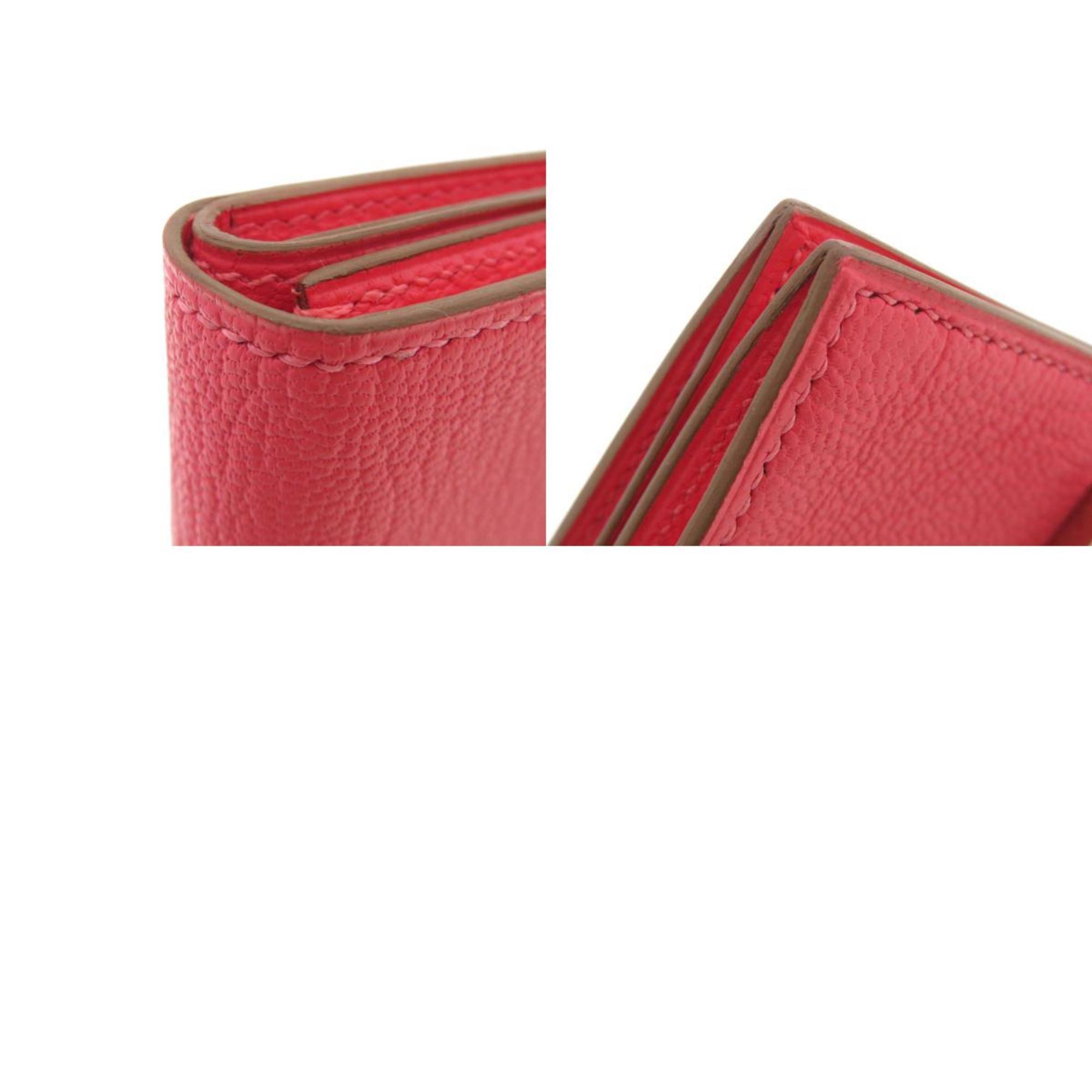 Hermes Bearn Chevre Rose Lipstick Wallet/Coin Case Women's