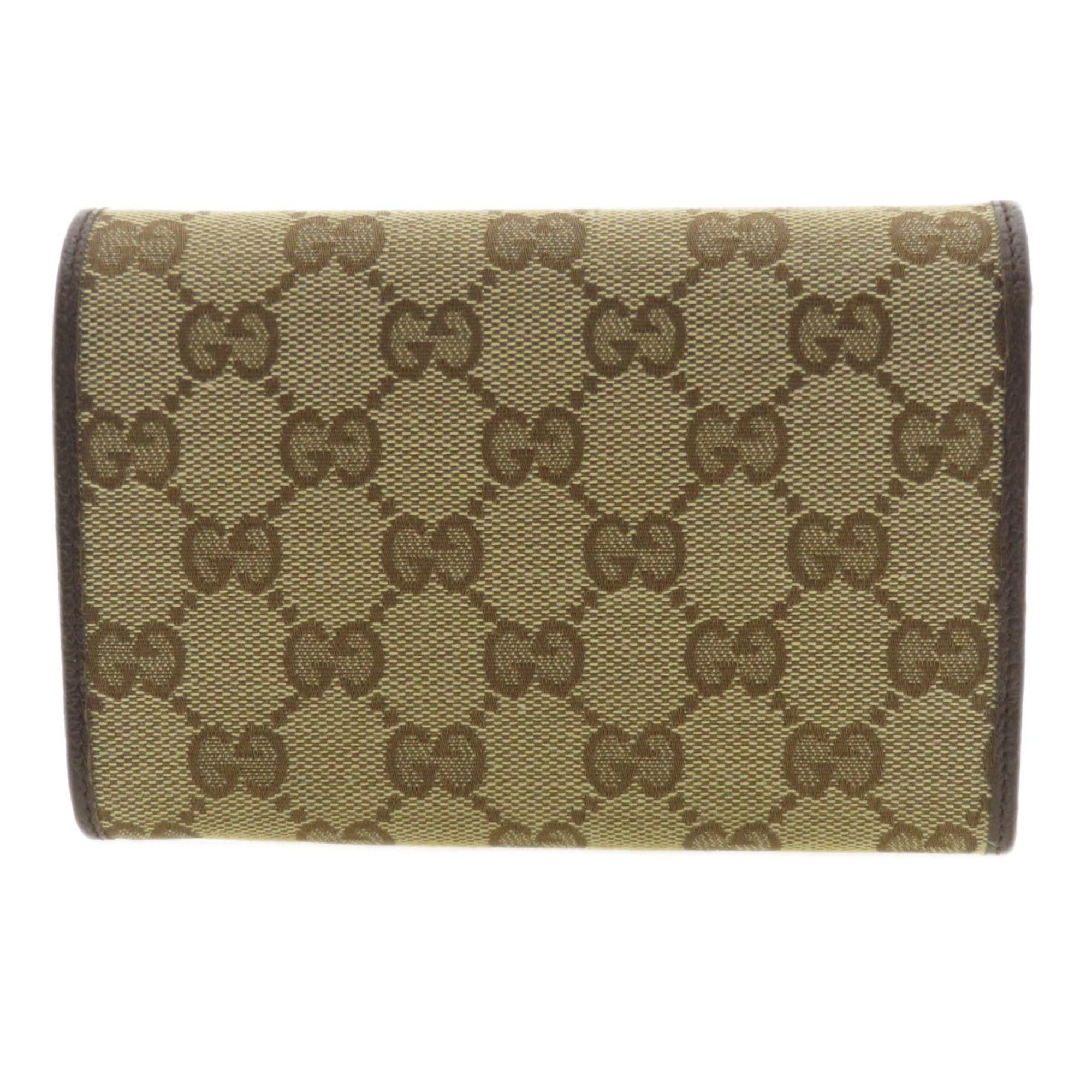 Gucci 154258 GG Bi-fold Wallet Canvas Leather Women's