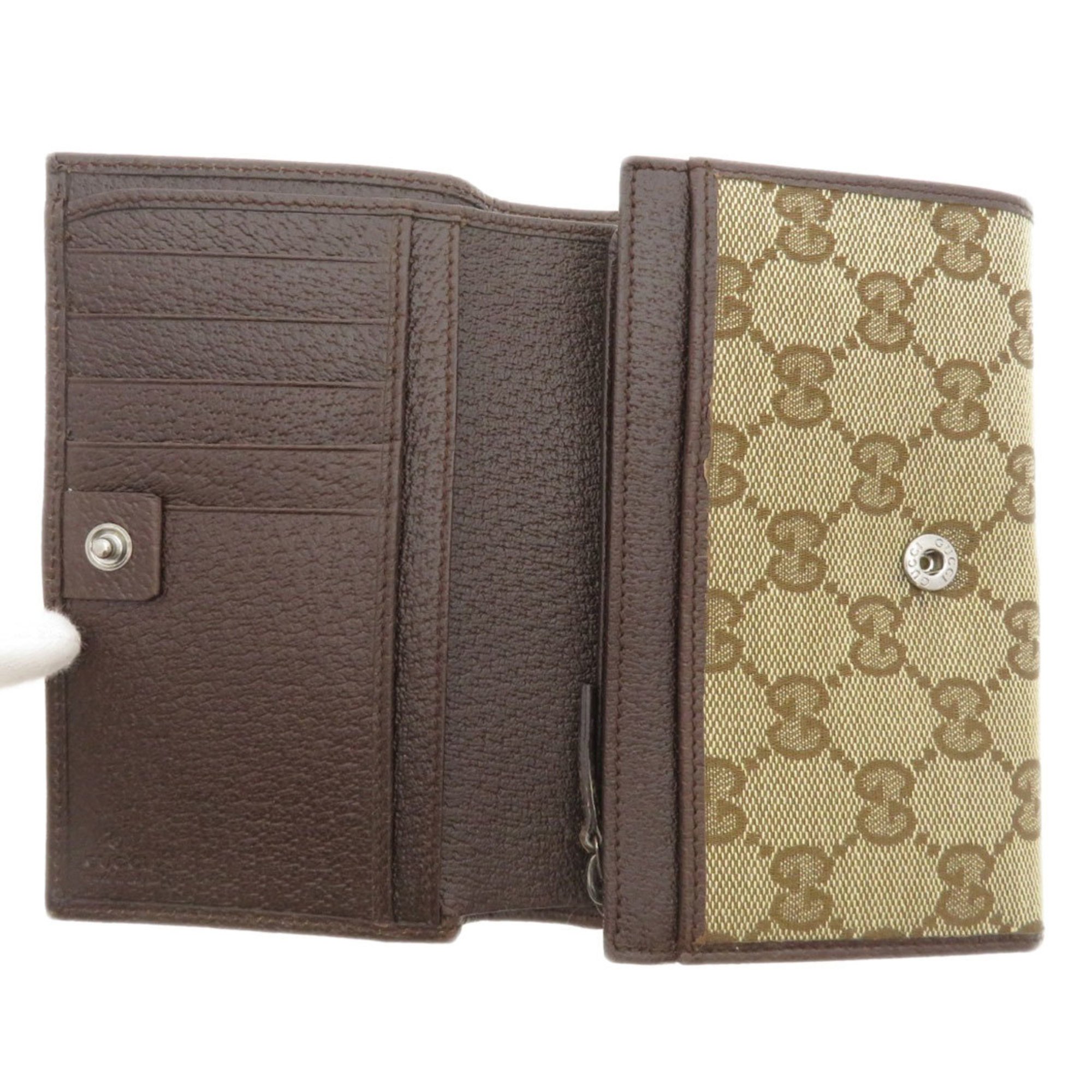 Gucci 154258 GG Bi-fold Wallet Canvas Leather Women's