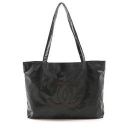 CHANEL Coco Mark Tote Bag Large Shoulder Patent Leather Black