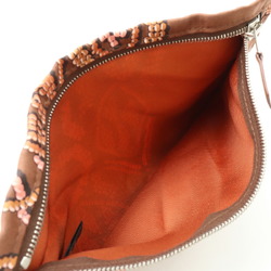HERMES Silky City 33 PM Kelly Amperle Shoulder Bag Silk Leather Brown □P Stamp