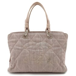 CHANEL Chanel Matelasse Coco Mark Handbag Tote Bag Canvas Leather Mauve Pink 6885
