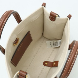 BURBERRY Freya Tote Handbag Shoulder Bag Canvas Leather Natural Brown 80441431