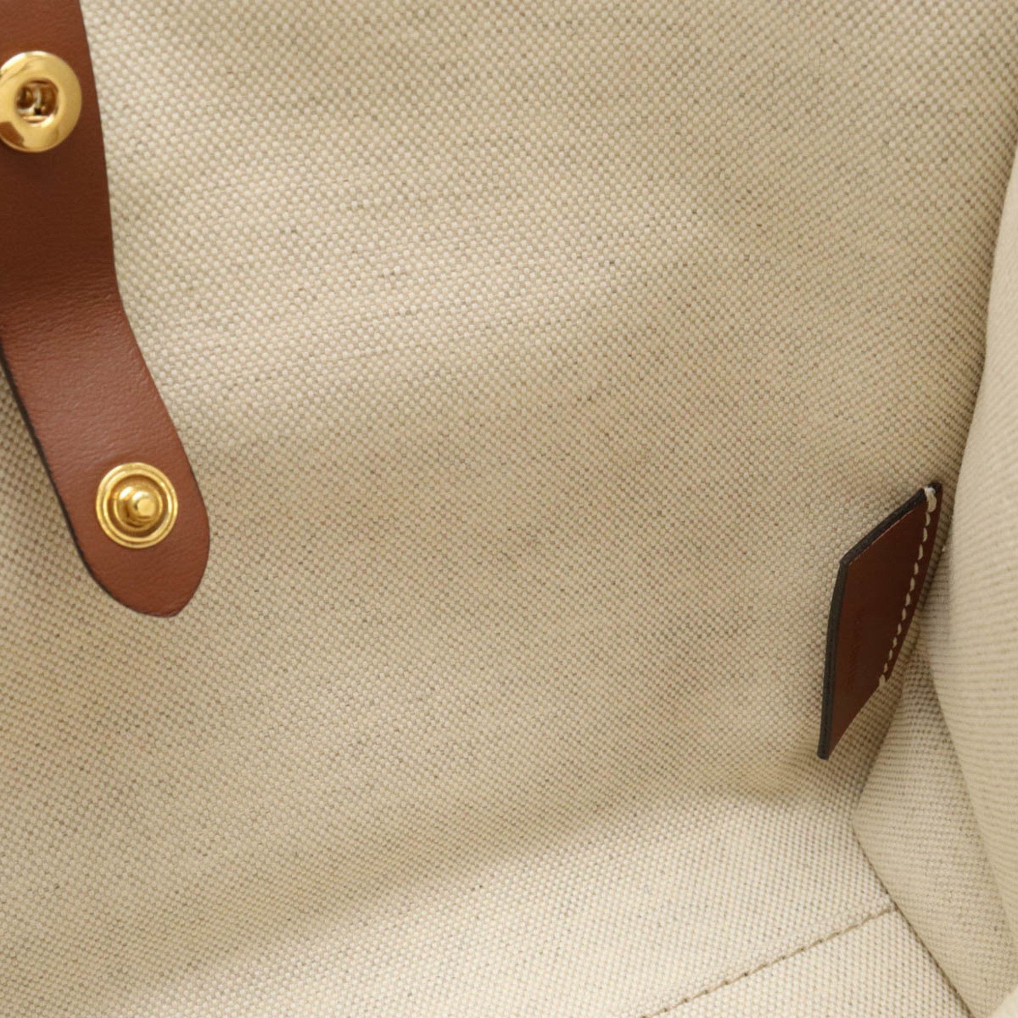 BURBERRY Freya Tote Handbag Shoulder Bag Canvas Leather Natural Brown 80441431