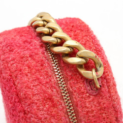 CHANEL Chanel CHANEL19 Round Chain Shoulder Pochette Tweed Tie-dye Pink Orange AP0945