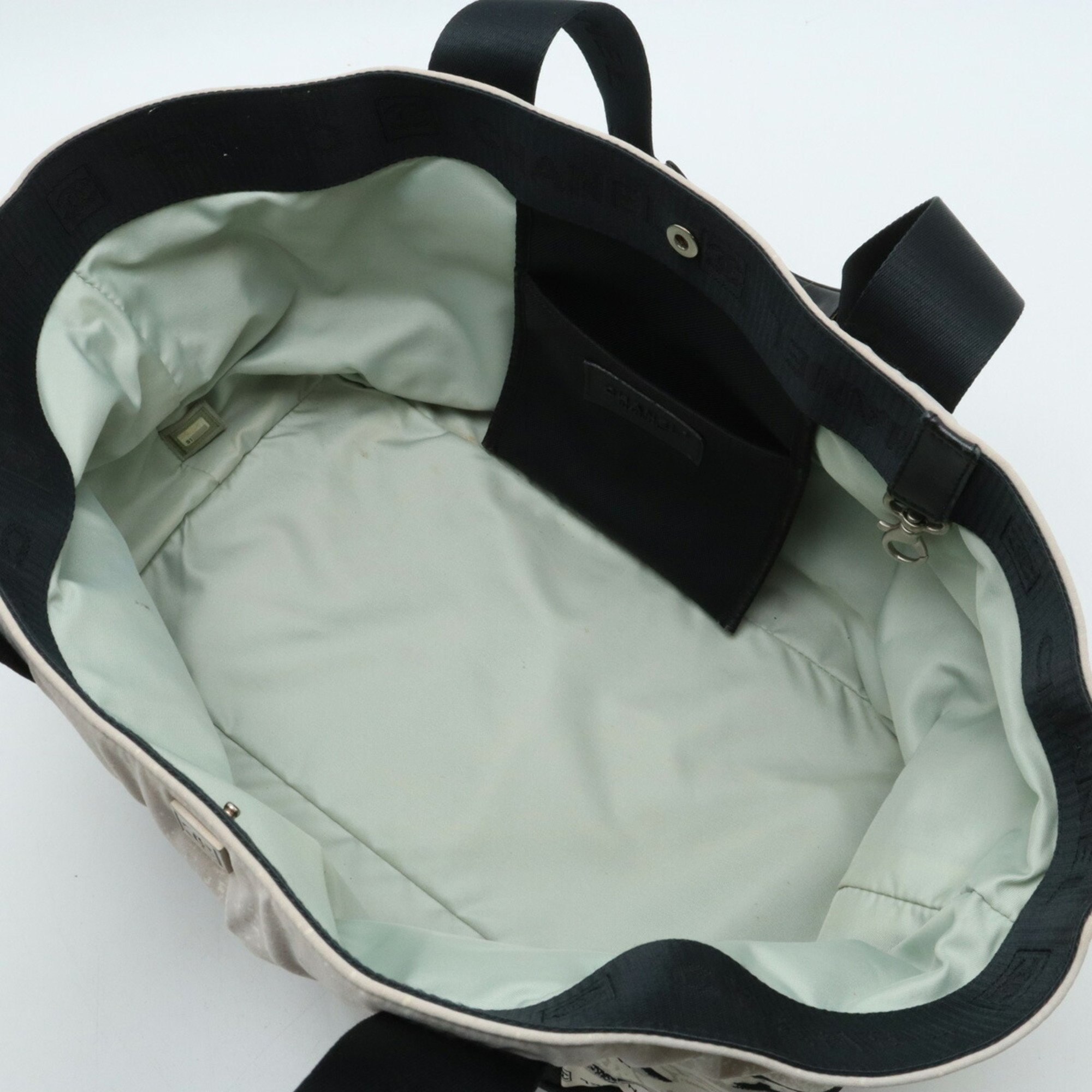 CHANEL Chanel Sport Line High Summer Tote Bag Handbag Wave Nylon Gray White Black