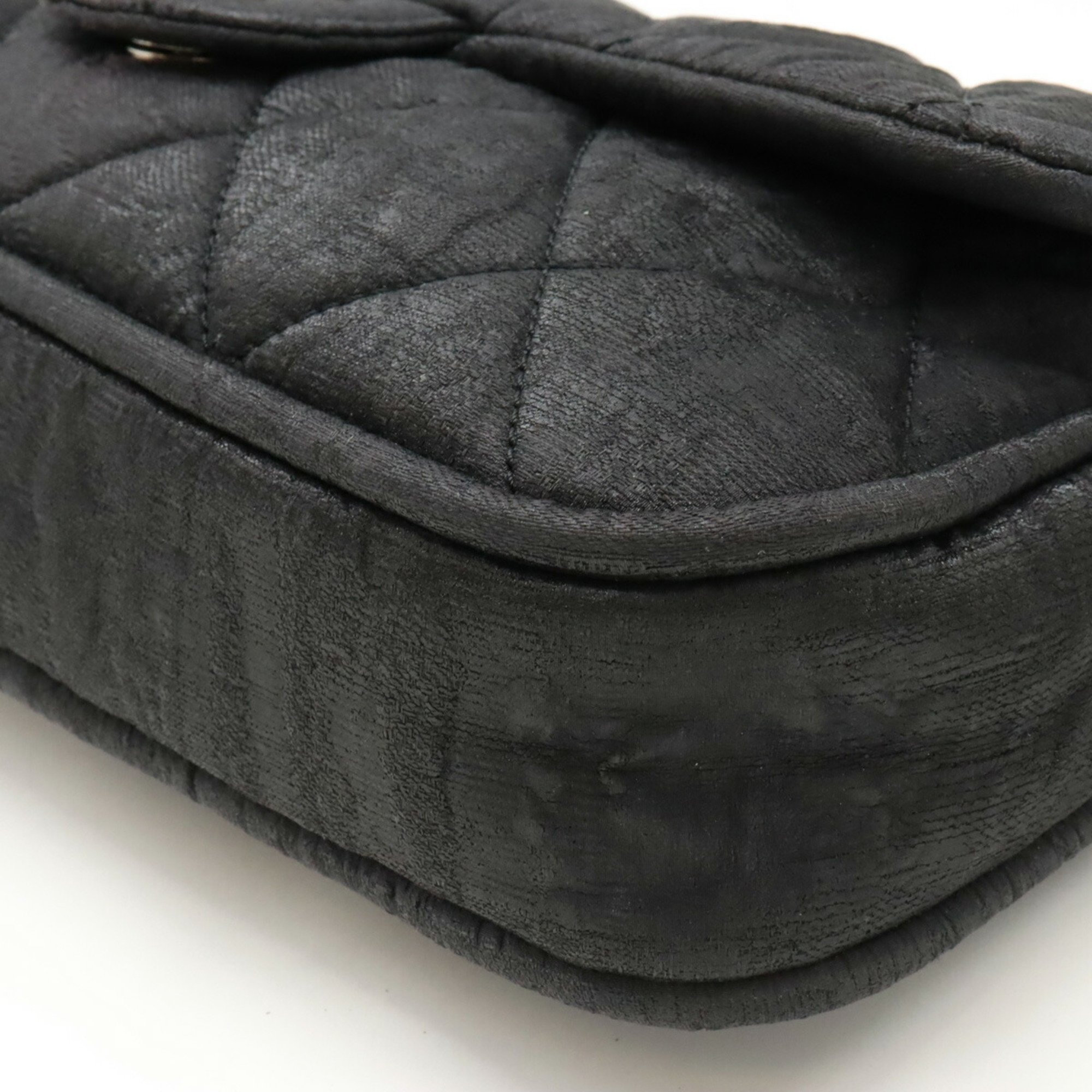 CHANEL Chanel Matelasse Coco Mark Chain Shoulder Bag W Double Coated Nylon Black A39078
