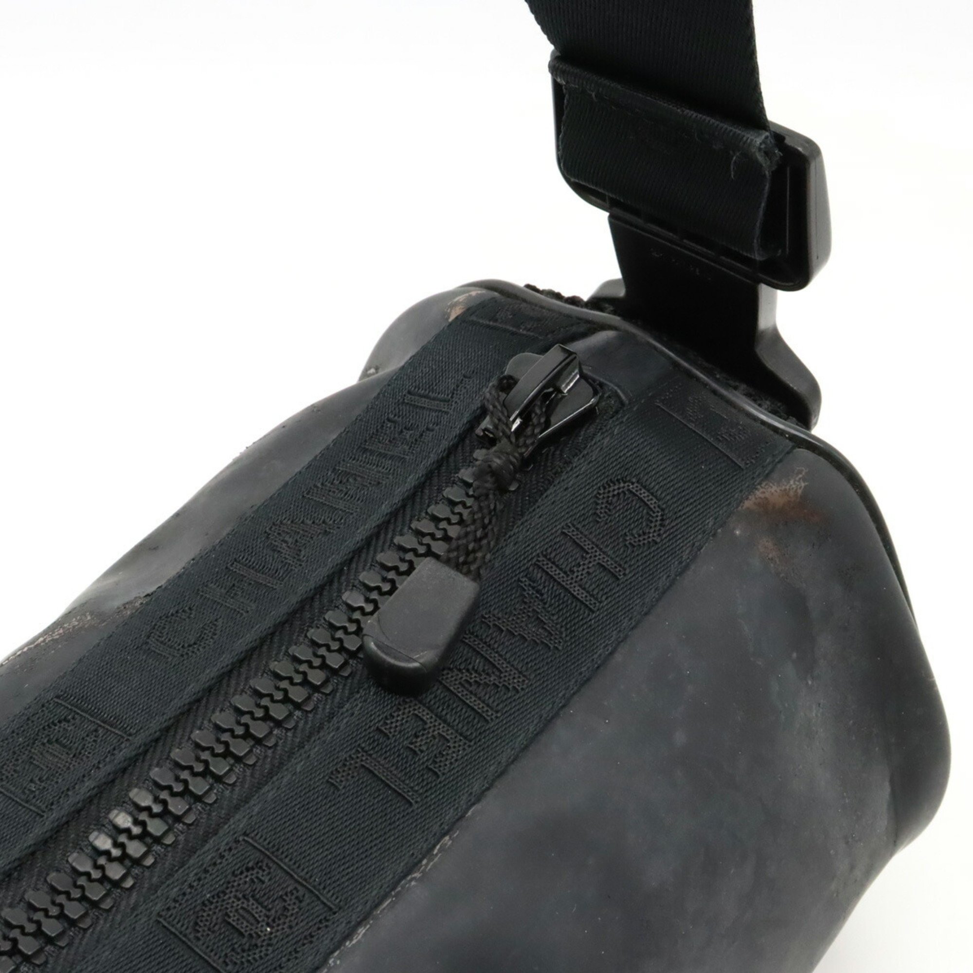 CHANEL Chanel Sport Line Coco Mark Shoulder Bag Rubber Nylon Black White A28561