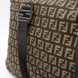 FENDI Zucchino Zucca pattern tote bag handbag canvas leather dark brown beige 8BH134