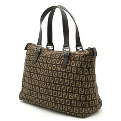 FENDI Zucchino Zucca pattern tote bag handbag canvas leather dark brown beige 8BH134