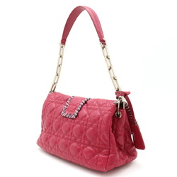 Christian Dior New Rock Cannage Chain Shoulder Bag Leather Fuchsia Pink