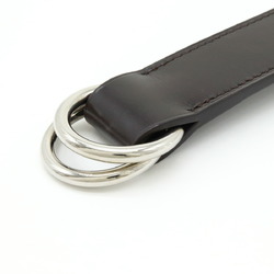 HERMES Hermes Romance Scarf Belt Muffler Leather Dark Brown L Engraved