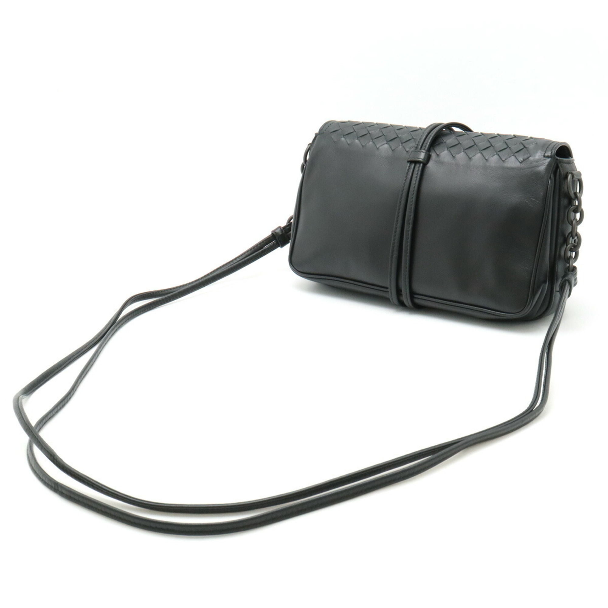 BOTTEGA VENETA Bottega Veneta Intrecciato Shoulder Bag Pochette Leather Black