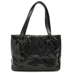 CHANEL Coco Mark Triple Punching Tote Bag Patent Leather Black
