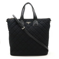 PRADA Prada Quilted Tote Bag Shoulder Nylon Leather NERO Black Purchased at Japan Outlet BN2149