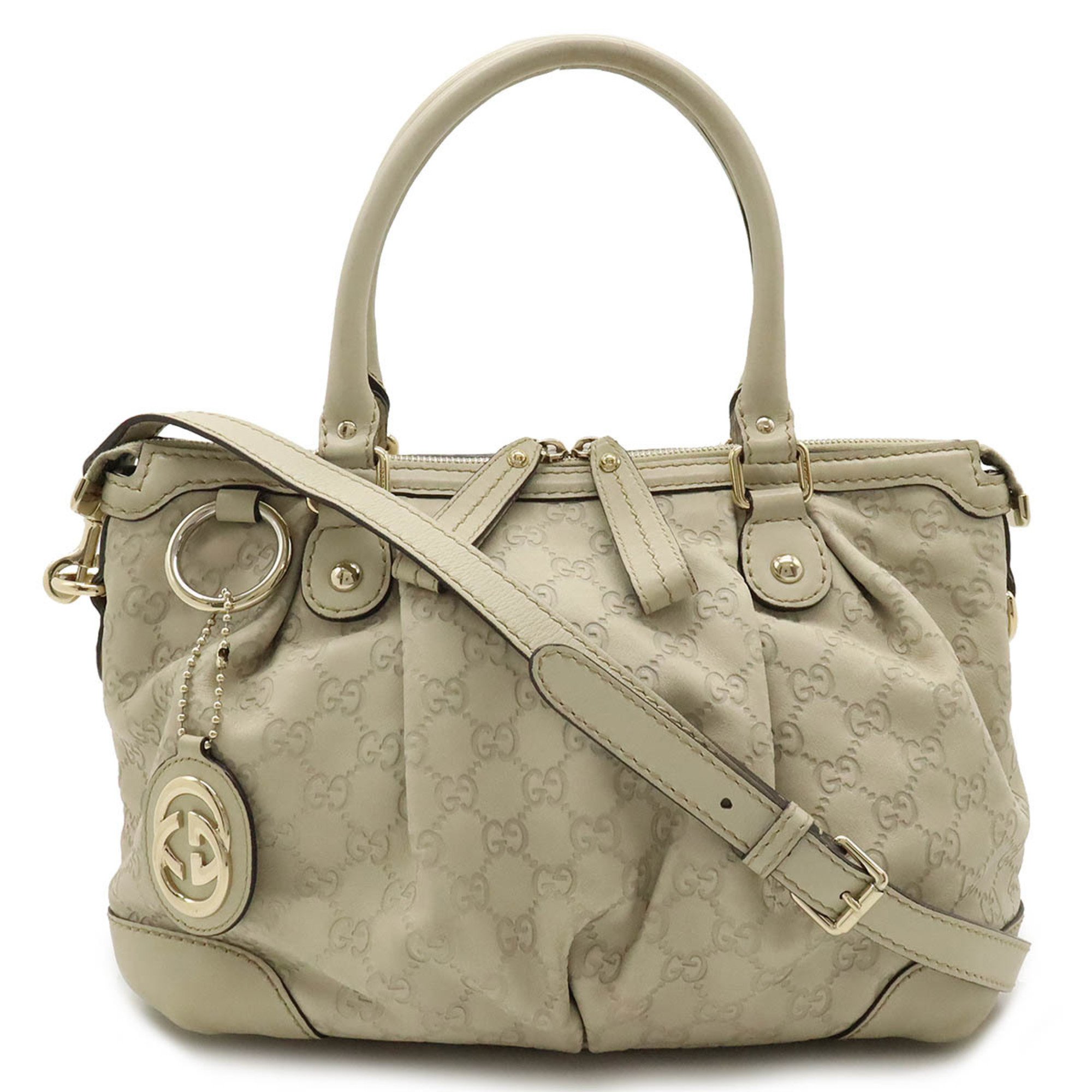 GUCCI Guccissima Sukey Tote Bag Shoulder Leather Ivory White 247902