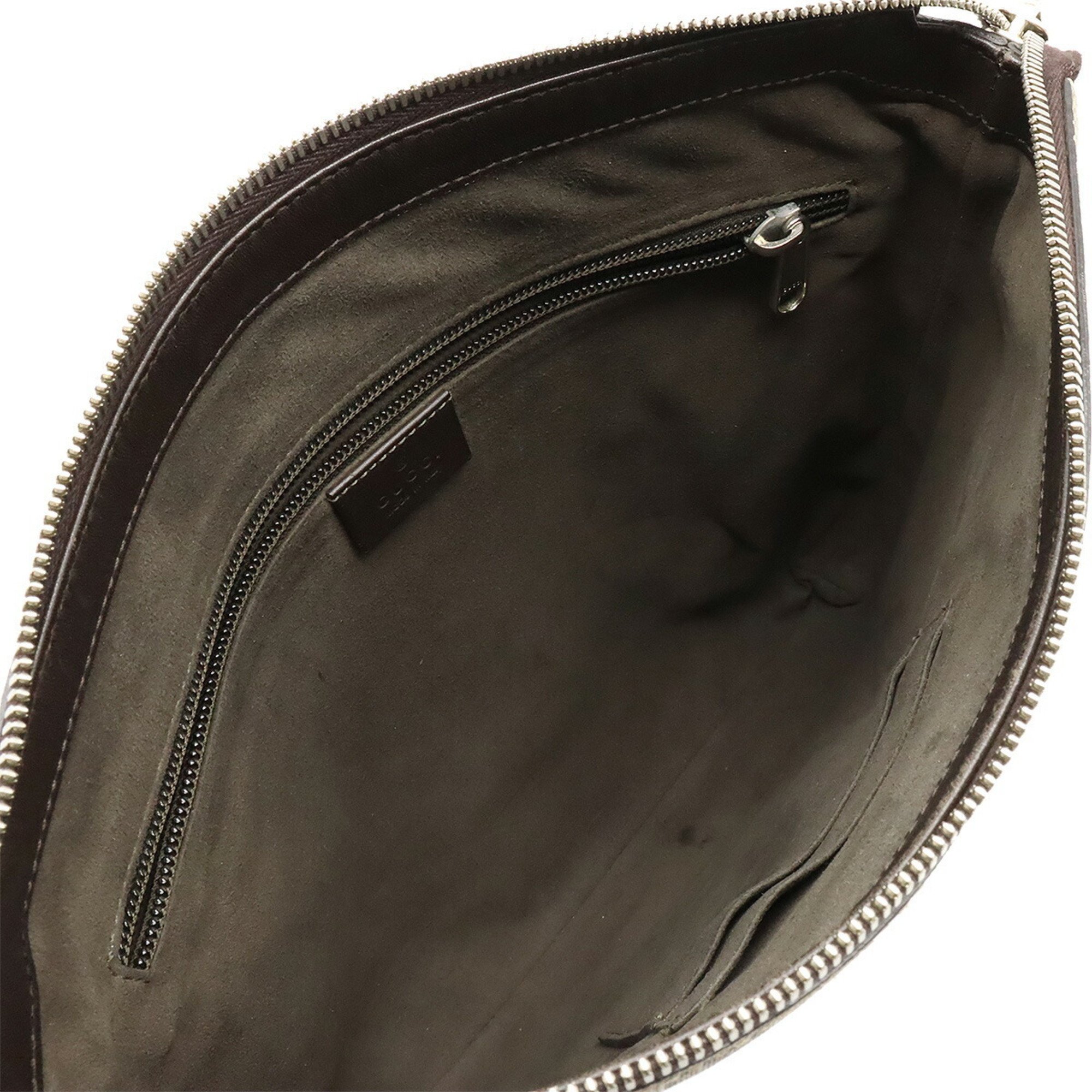 GUCCI GG Supreme Shoulder Bag PVC Leather Khaki Beige Dark Brown 406408