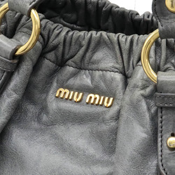 Miu Miu Miu Gathered Tote Bag Handbag Processed Leather Grey