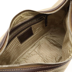 PRADA Prada Jacquard Handbag Leather Canvas Khaki Beige Dark Brown BR3423
