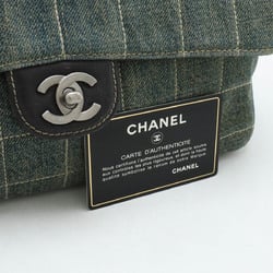 CHANEL Coco Mark Chain Shoulder Bag Denim Leather Blue