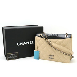 CHANEL Chanel Matelasse Coco Mark Chain Bag Shoulder Leather Bicolor Beige Black