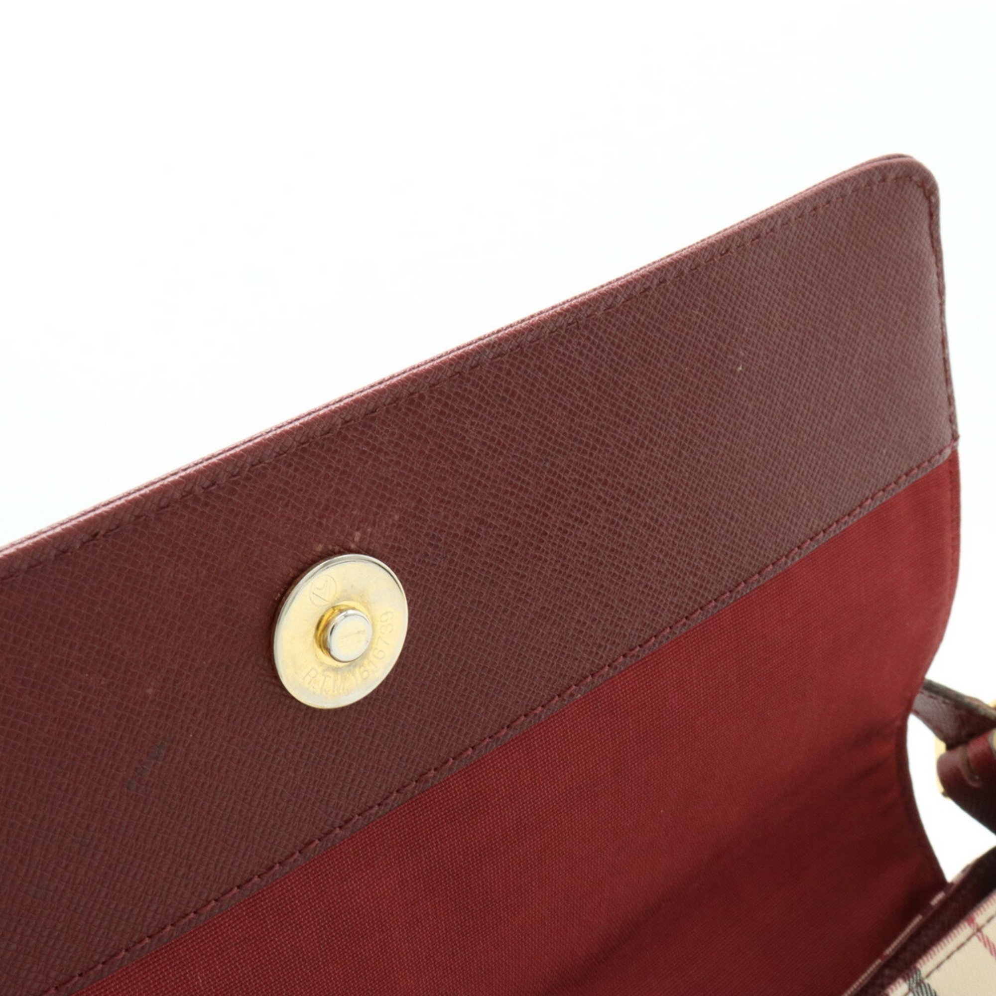 BURBERRY Nova Check Shoulder Bag Canvas Leather Beige Bordeaux