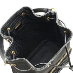PRADA Prada Jacquard Handbag Bucket Bag Shoulder Canvas NERO Black Purchased at Japan Outlet 1BH097
