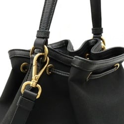 PRADA Prada Jacquard Handbag Bucket Bag Shoulder Canvas NERO Black Purchased at Japan Outlet 1BH097