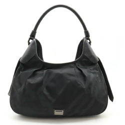 BURBERRY Shadow Check Shoulder Bag Nylon Leather Black