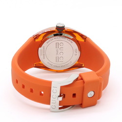 GUCCI Sync Orange Dial Stainless Steel Rubber Interlocking G Shelly Women's Quartz Watch 137.1 YA137311