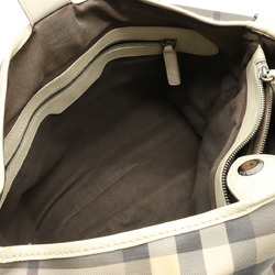 BURBERRY Check pattern tote bag shoulder PVC leather light beige gray multicolor