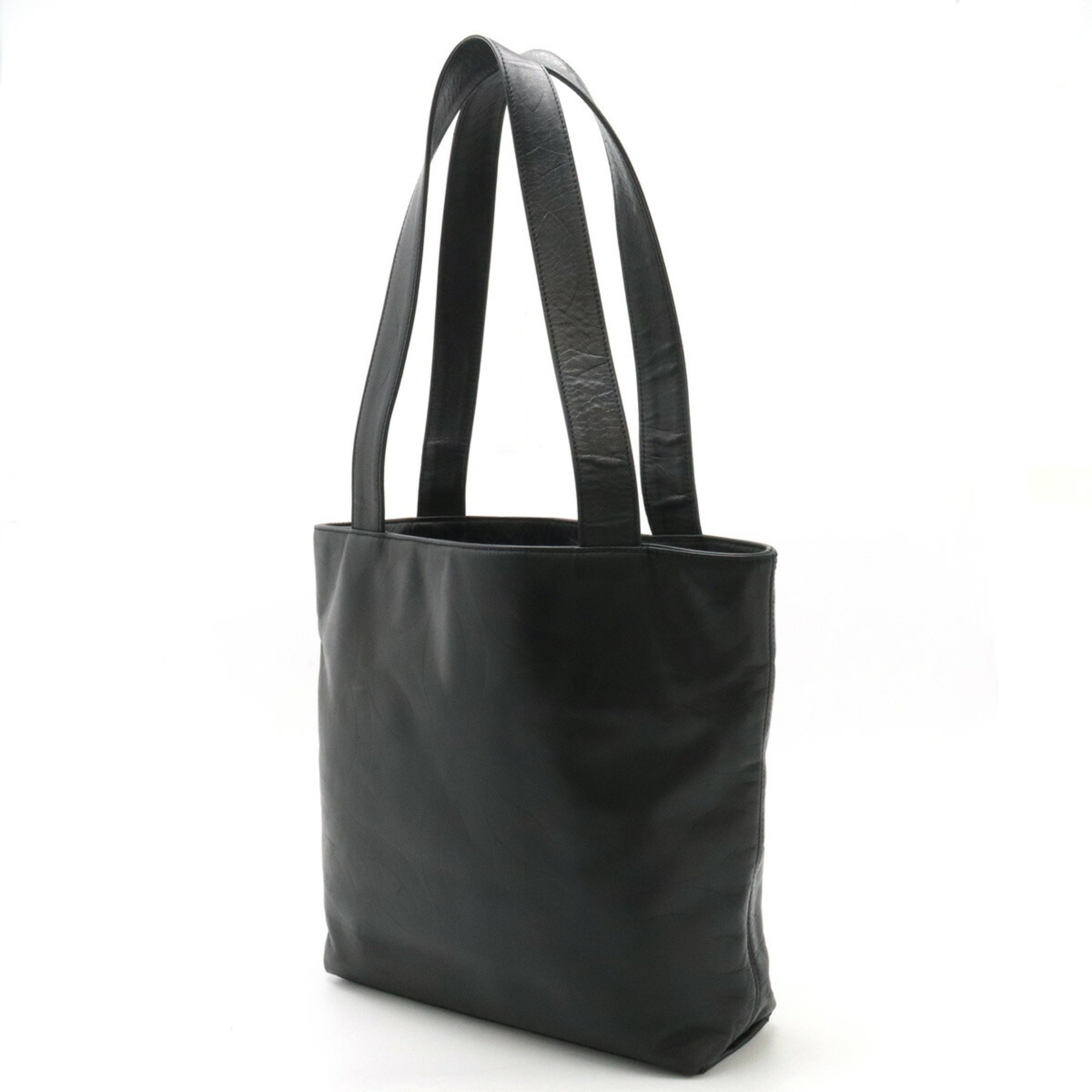CHANEL Coco Mark Tote Bag Shoulder Leather Black