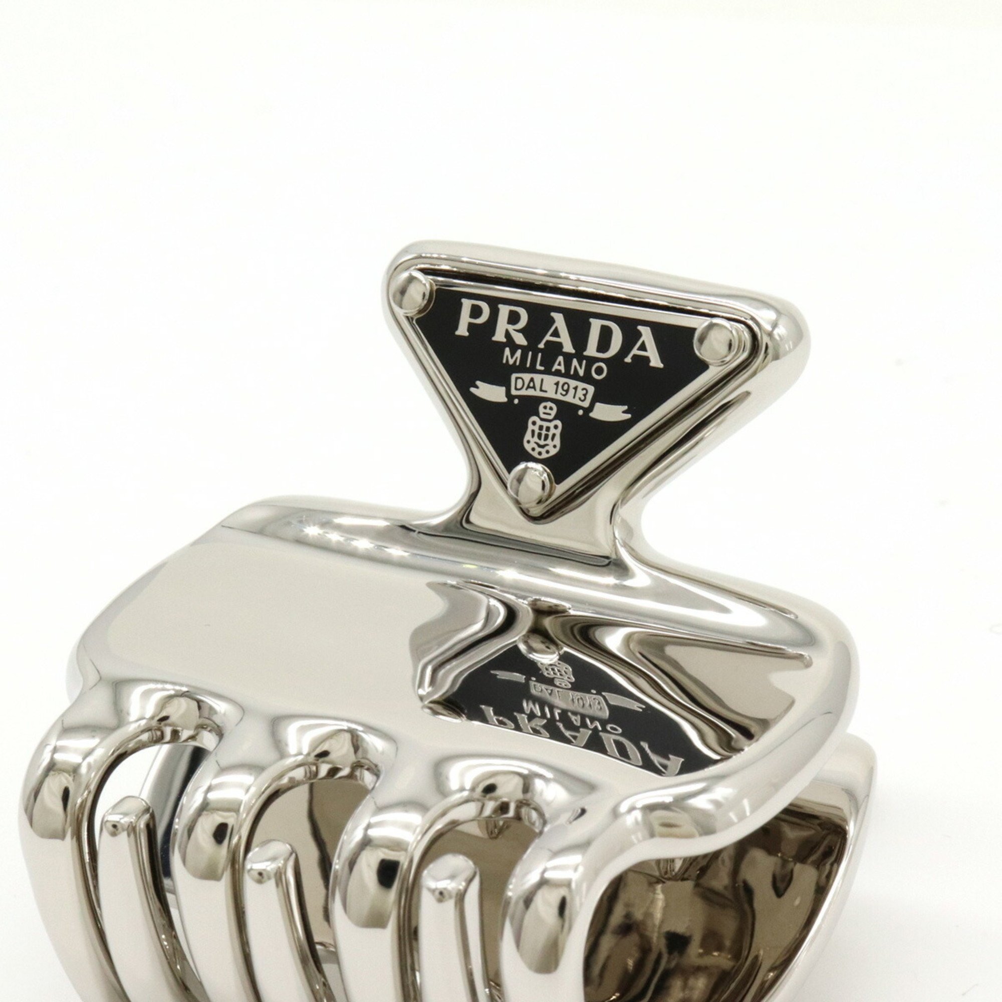 PRADA Prada Triangle Plate Hair Clip Metal Silver 1IF087