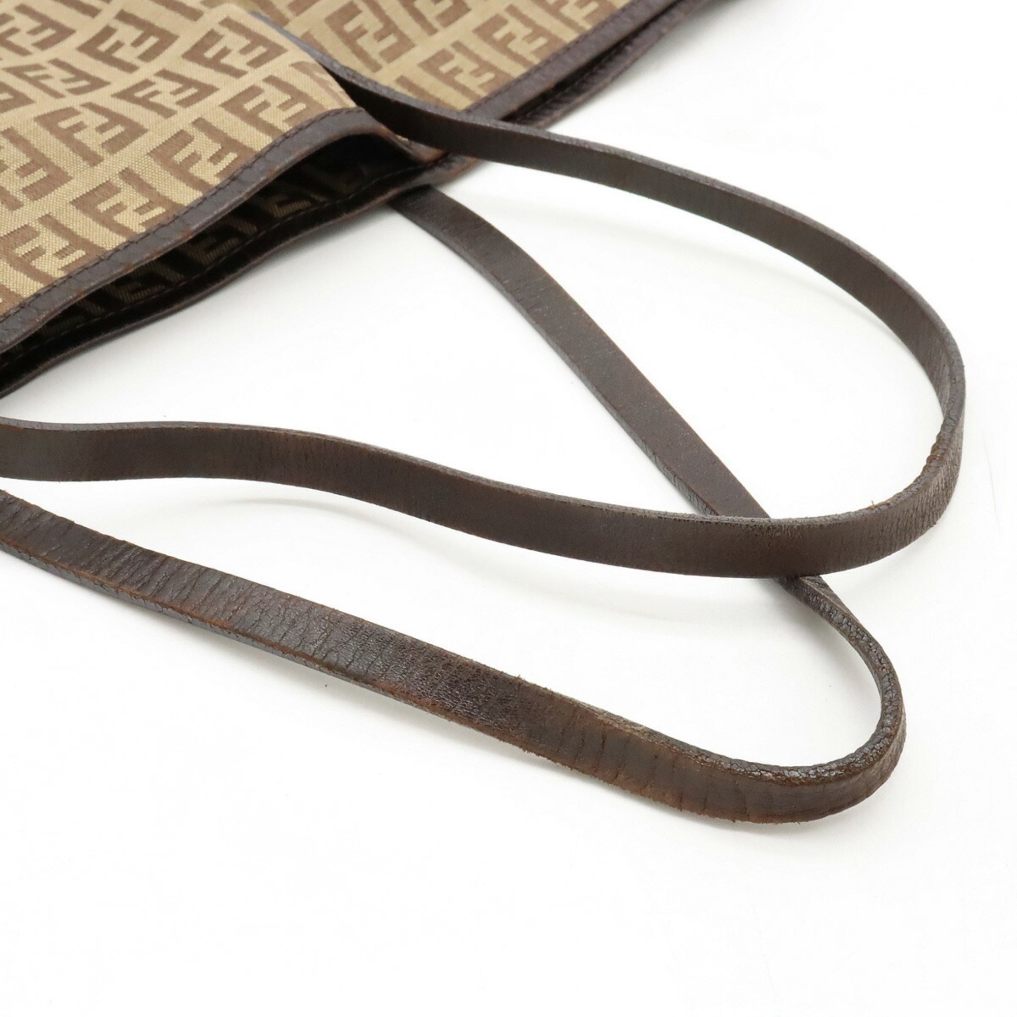 FENDI Zucca pattern tote bag canvas leather beige dark brown 8BH005