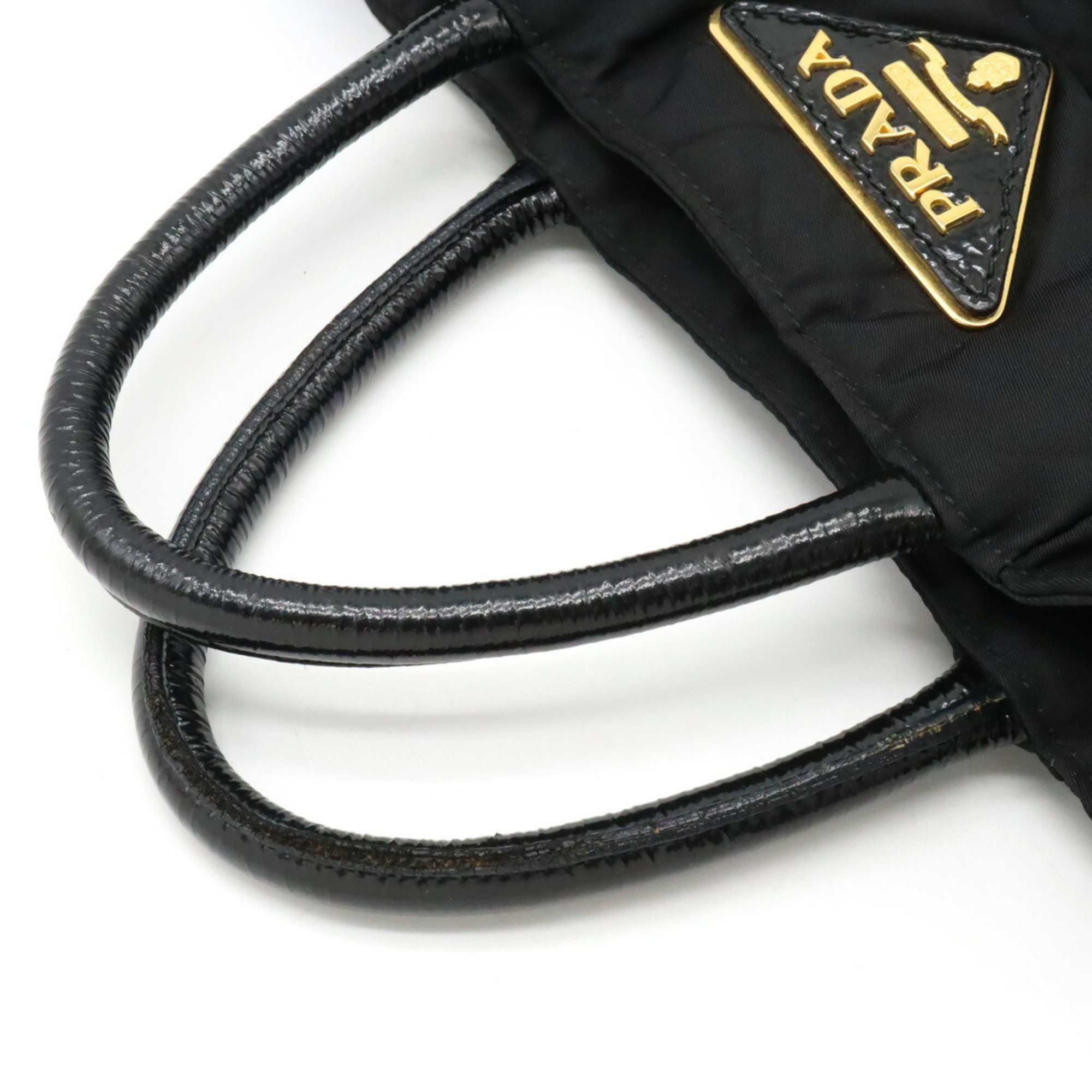 PRADA Prada Crispy Tote Bag Shoulder Nylon Enamel NERO Black BN1596
