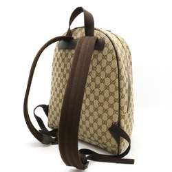 GUCCI GG Canvas Rucksack Backpack Daypack Leather Khaki Beige Dark Brown 449906