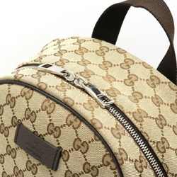 GUCCI GG Canvas Rucksack Backpack Daypack Leather Khaki Beige Dark Brown 449906