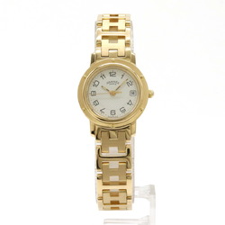 HERMES Clipper Ivory Dial K18YG Solid Gold Yellow Ladies Quartz Watch CL4.285