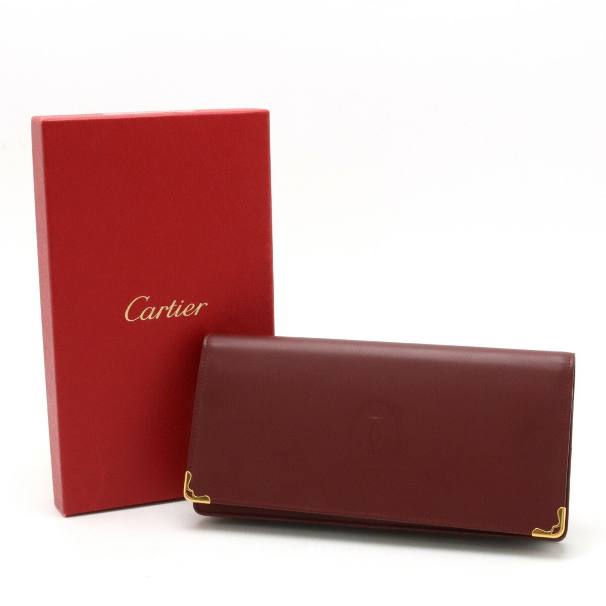 Cartier Must Line Bi-fold Long Wallet Calfskin Bordeaux L3000466