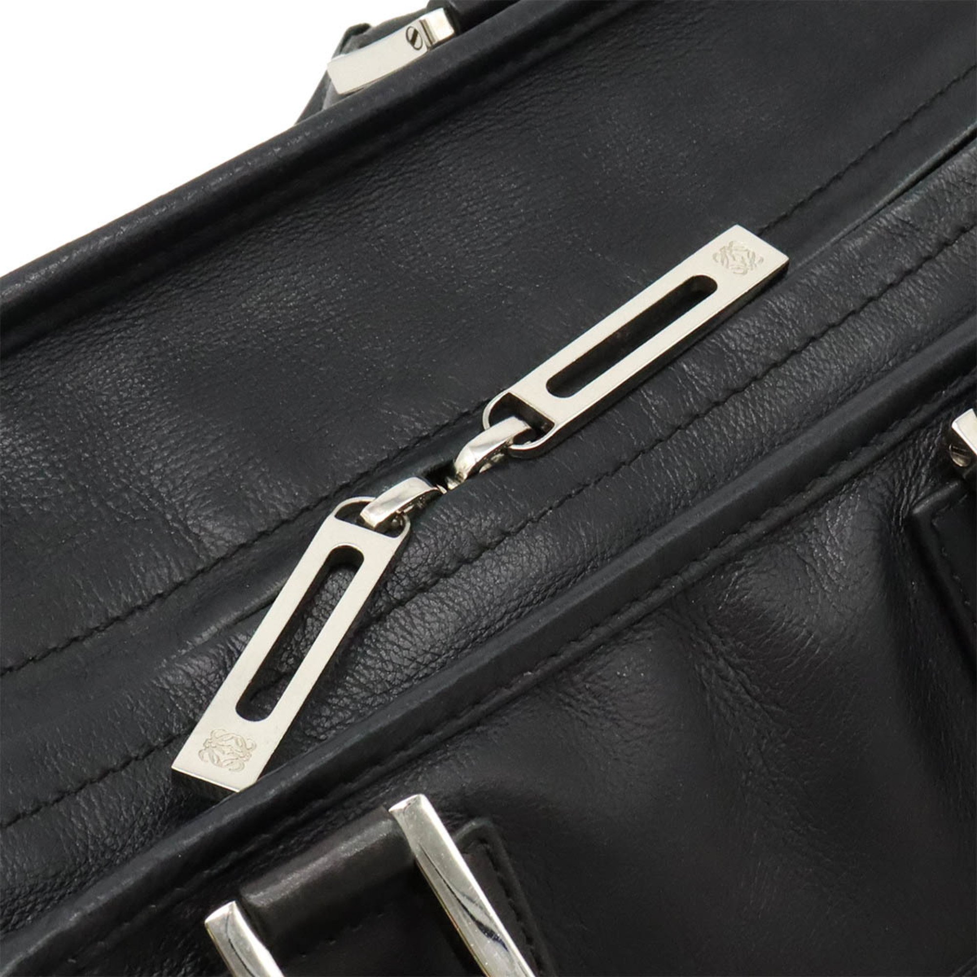 LOEWE Amazona 28 Anagram Handbag Boston Bag Leather Black